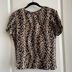 Quo Silk Petite Medium 100% Silk Animal Print Top